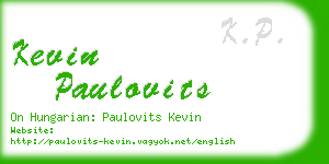 kevin paulovits business card